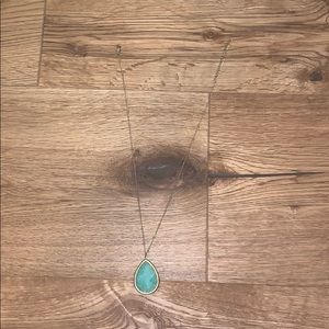 Turquoise Teardrop Gold Chain Necklace